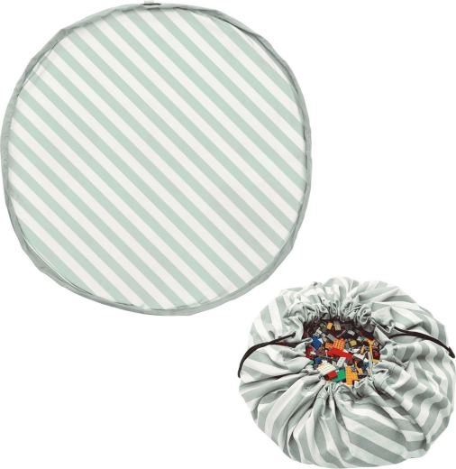 Play and Go Noomad original игрална постелка и чанта за играчки stripes green