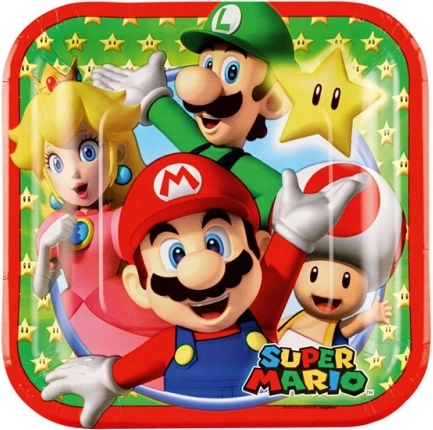 Super Mario paper plates 18 × 18 cm (8 pcs)