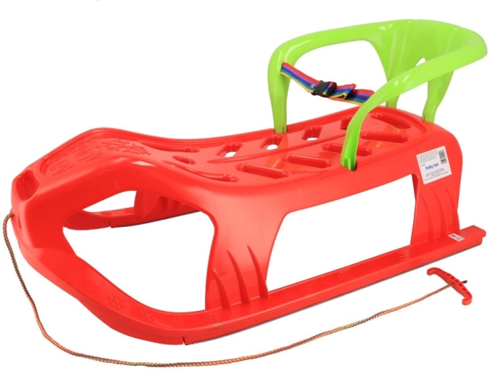 Baby Mix Snow Star plastic sled with backrest red