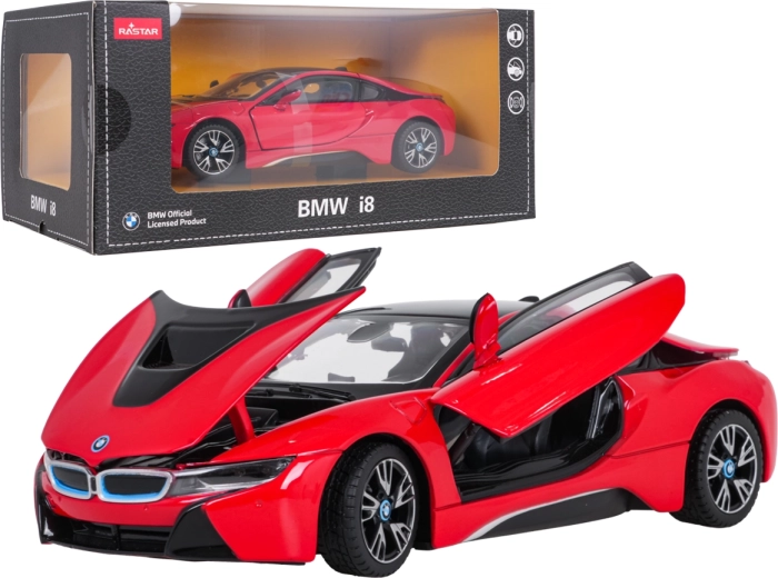 Метален модел на автомобил BMW i8 RASTAR в мащаб 1:24, червен