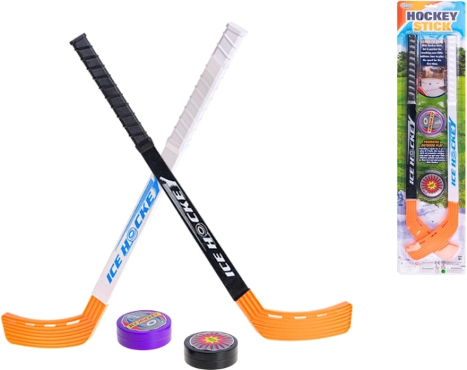 Kids' hockey set 57 cm with two pucks