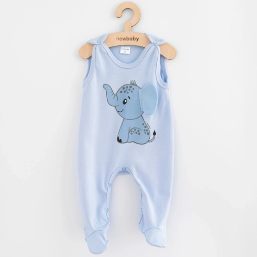Baby cotton footed romper New Baby Happy Elephant blue