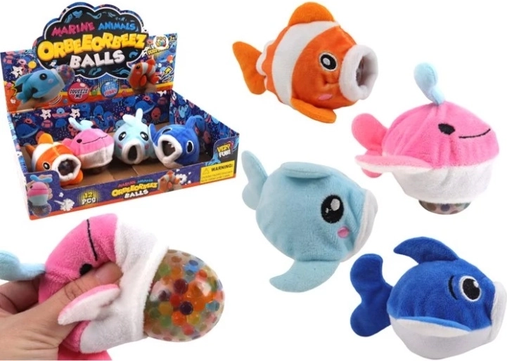 Anti-stress plush sea creature with a gel bubble
