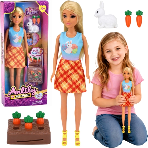 Anlily doll with a white bunny and carrots