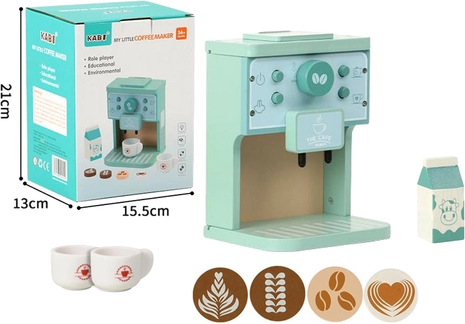 Wooden coffee maker with cups