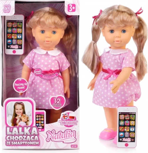 Ходеща кукла НАТАЛИЯ със смартфон 41 см