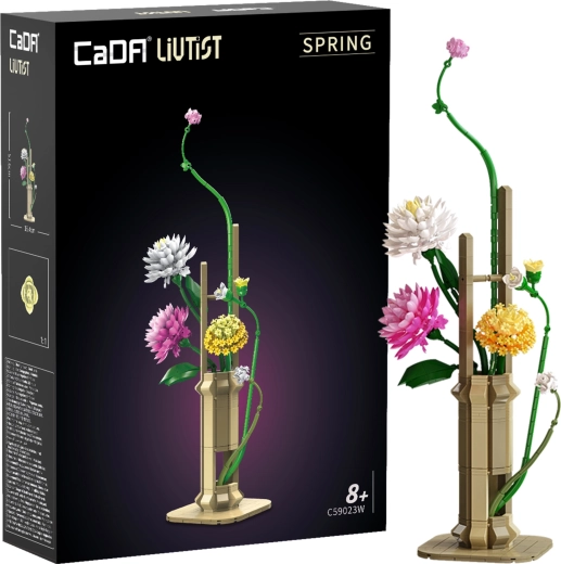CaDA Floral Art Spring Whispers Building Set – 53 cm Floral Arrangement, 637 Pieces