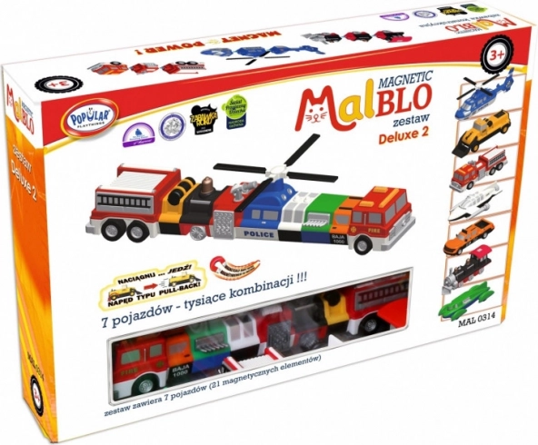 Магнитен конструктор MalBlo Deluxe – превозни средства