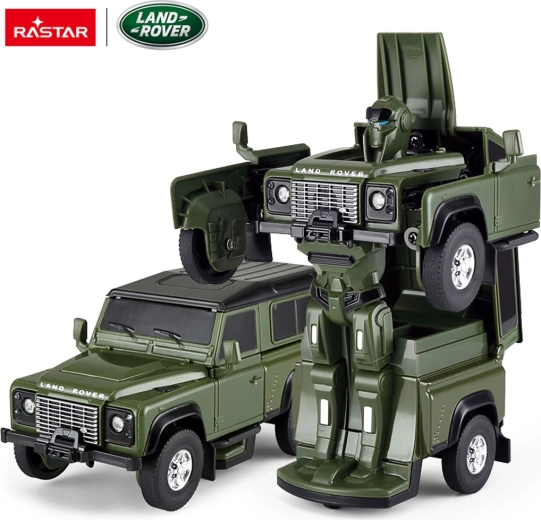 Метална кола и робот 2в1 Rastar Land Rover Defender 1:32 зелен - 1 брой