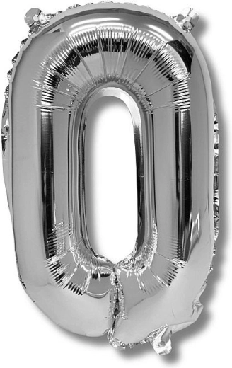 Foil balloon number 0, 40 cm, silver