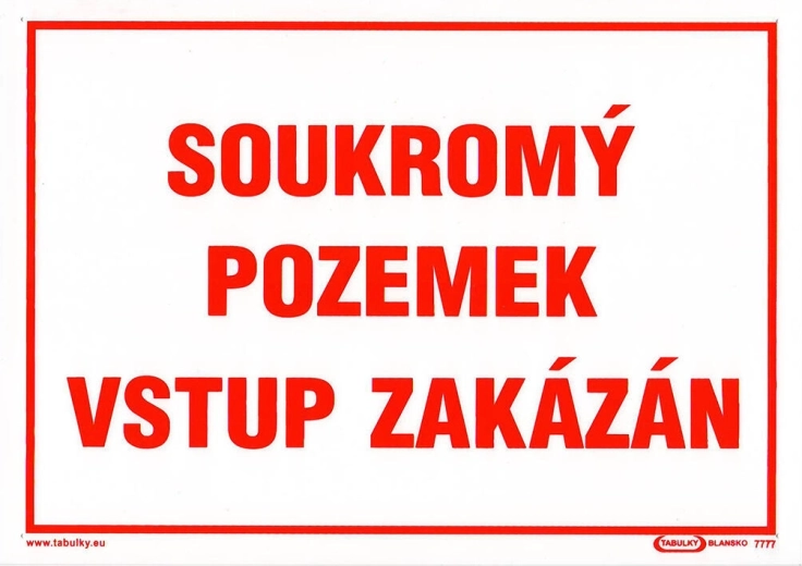 Sign Private Property – No Entry A4 plastic 210 × 297 mm