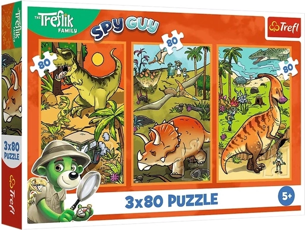 Trefliki in the World of Dinosaurs Puzzle, 3 × 80 Pieces