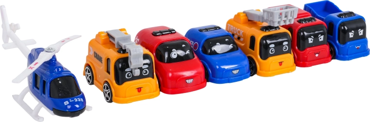 6 колички, хеликоптер и пътни аксесоари