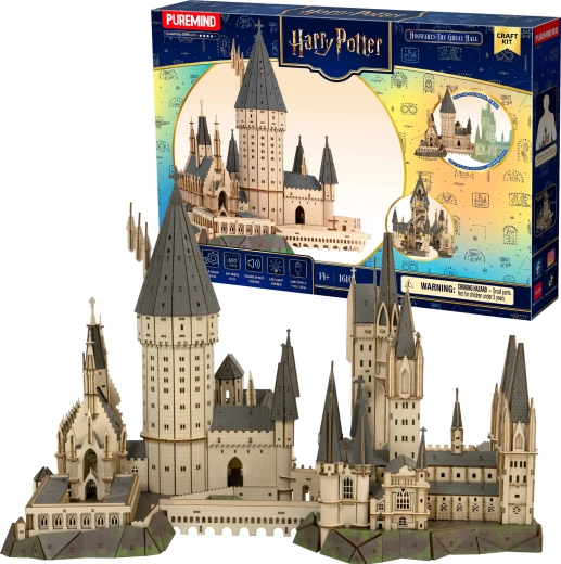Puremind Harry Potter дървен 3D пъзел Hogwarts – Голямата зала