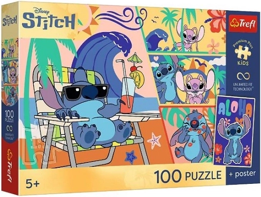 Премиум пъзел за деца Lilo a Stitch – Плажни дни 100 части