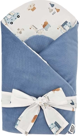EKO cotton baby swaddle with velvet and coconut insert Giraffe 75 × 75 cm