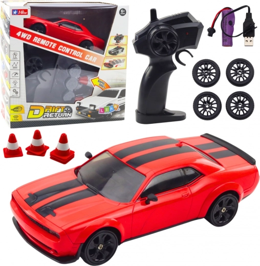 RC дрифт кола 4WD със сменяеми колела – червена