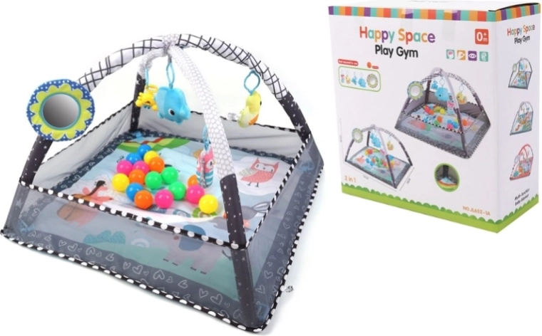 TinyMini Happy Space 2-in-1 educational play mat with playpen and balls