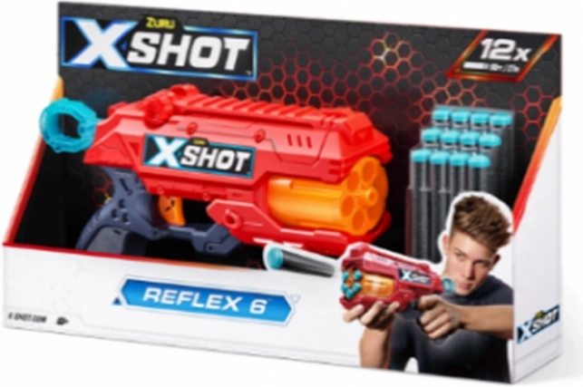 X-SHOT Reflex 6 foam dart blaster – orange, 12 darts