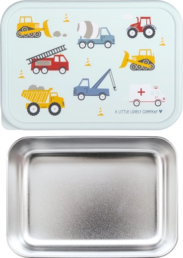A Little Lovely Company stainless steel lunch box with plastic lid – vehicles