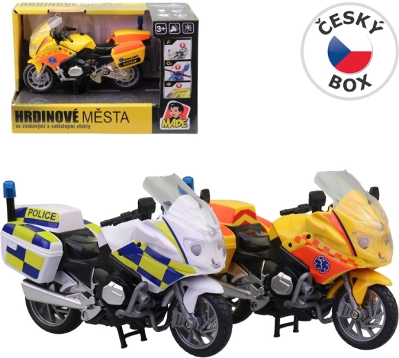 Children's police or ambulance motorcycle with light and sound - 1 piece