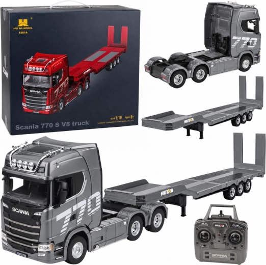 Remote-controlled Scania 770S truck with Huina trailer, 1:18 scale