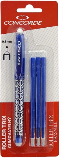 Erasable roller CONCORDE Trix 0.5 mm, blue + 3 refills