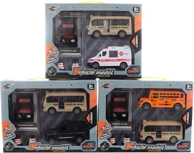 Friction car set with battery-powered gas station