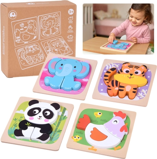 Wooden Animal Peg Puzzles - 4 pcs