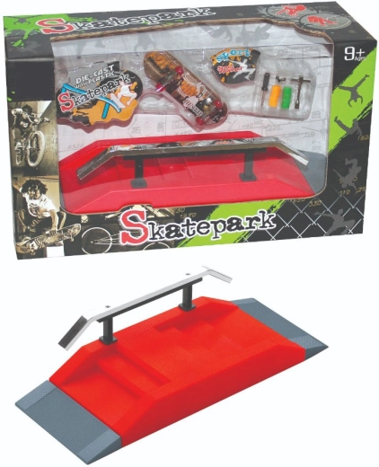 Fingerboard skatepark set with metal rail