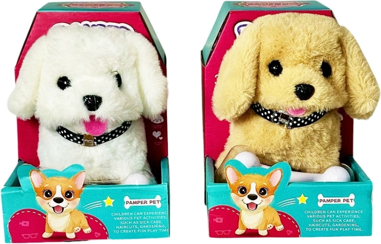 Interactive plush puppy that walks and wags its head and tail