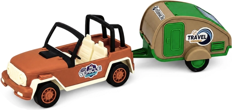 Realistic travel set: car + caravan