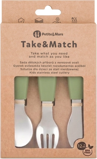 Petite&Mars stainless steel children’s cutlery set Take&Match Sweet Pea 12m+