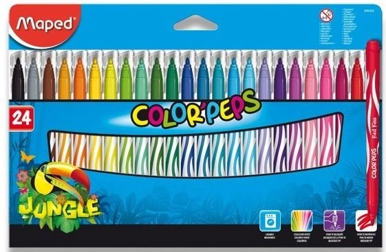 Миещи се флумастери MAPED Color'Peps Jungle, 24 бр.