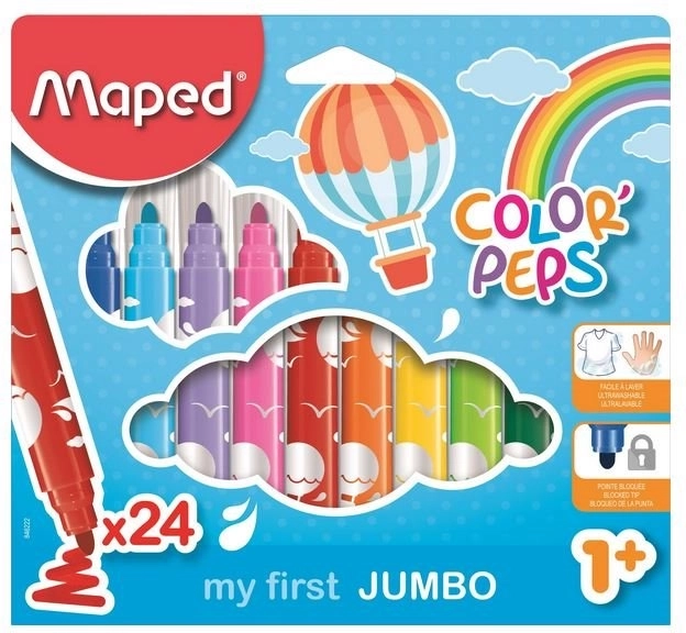 Флумастери MAPED Color'Peps Early Age Jumbo, 24 бр.