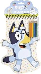 Bluey coloring book with stickers and colored pencils (6 pcs)