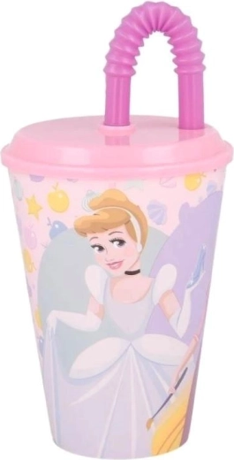 Plastic cup with lid and straw Princesses