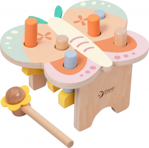 Дървено столче с пастели CLASSIC WORLD Montessori Пеперуда