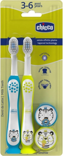 Chicco children’s toothbrush set Hippo & Panda 3–6 years, 2 pcs