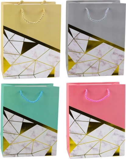 Gift Bag with Geometric Patterns and Marble Effect 23 x 18 x 10.5 cm