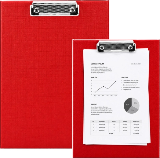 Red writing clipboard with metal clip A4 - 1 piece