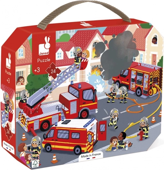 JANOD Puzzle in a Suitcase Firefighters 24 Pieces