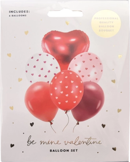 Set of Valentine’s balloons (mix of latex and foil) 6 pcs
