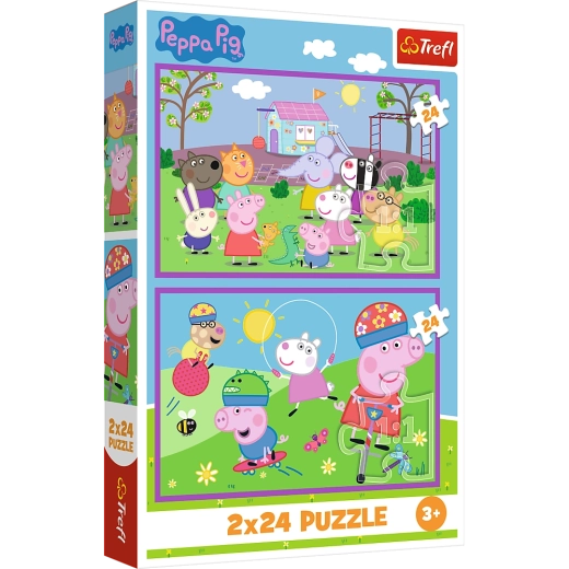 Puzzle 2x24 Peppa on the Playground - Peppa Pig