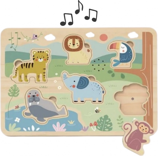 Tooky Toy Wooden Interactive Animal Puzzle