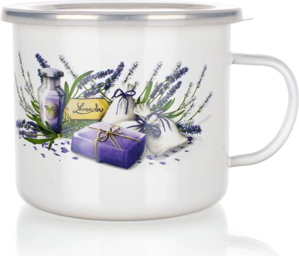 Емайлирана чаша Lavender 0,9 л с пластмасов капак