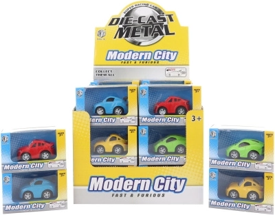 Metal pull-back toy car with eyes for kids