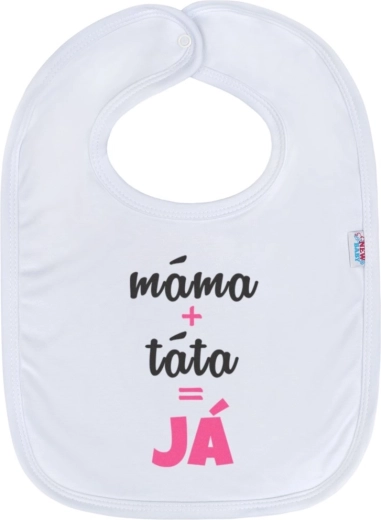 Детски лигавник NEW BABY мама + татко = аз – розов