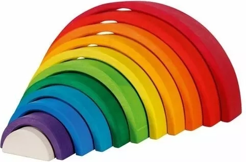 Goki wooden colorful rainbow – stacking building set (11 pieces)