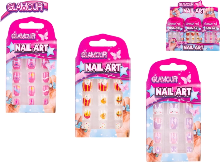 Glamour set of press-on nails for kids, 12 pcs